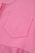 Bright Pink Waffle Textured Button Round Neck A-line Tiered Sleeveless Dress